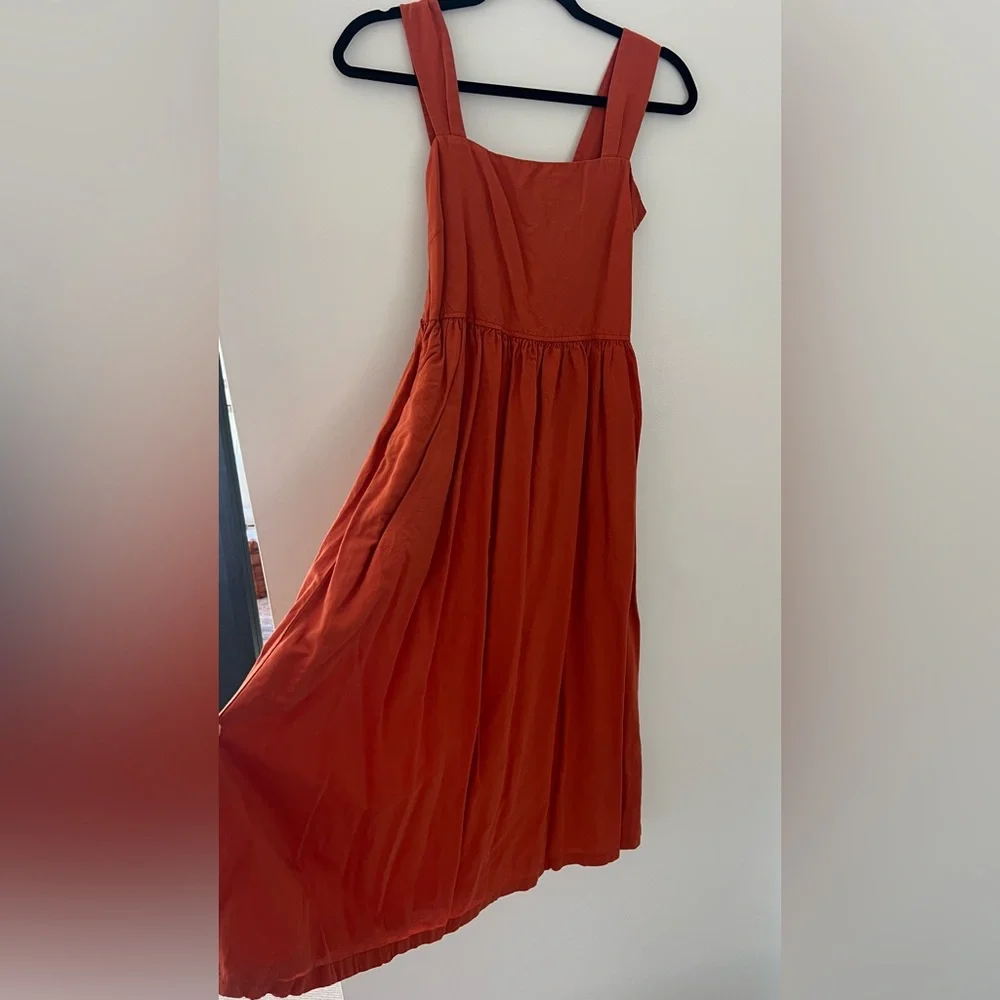 MIDI dress square neck rust orange brownish color size small - Picture 1 of 2